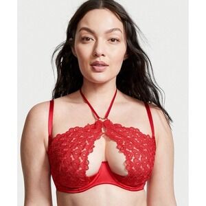 NWT Victoria's Secret Dream Angels Sweetheart Lace Open Cup Halter Bra Sz 34DD